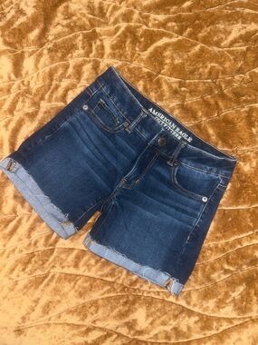 American Eagle Outfitters Indigo Roll-Cuff Denim Shorts